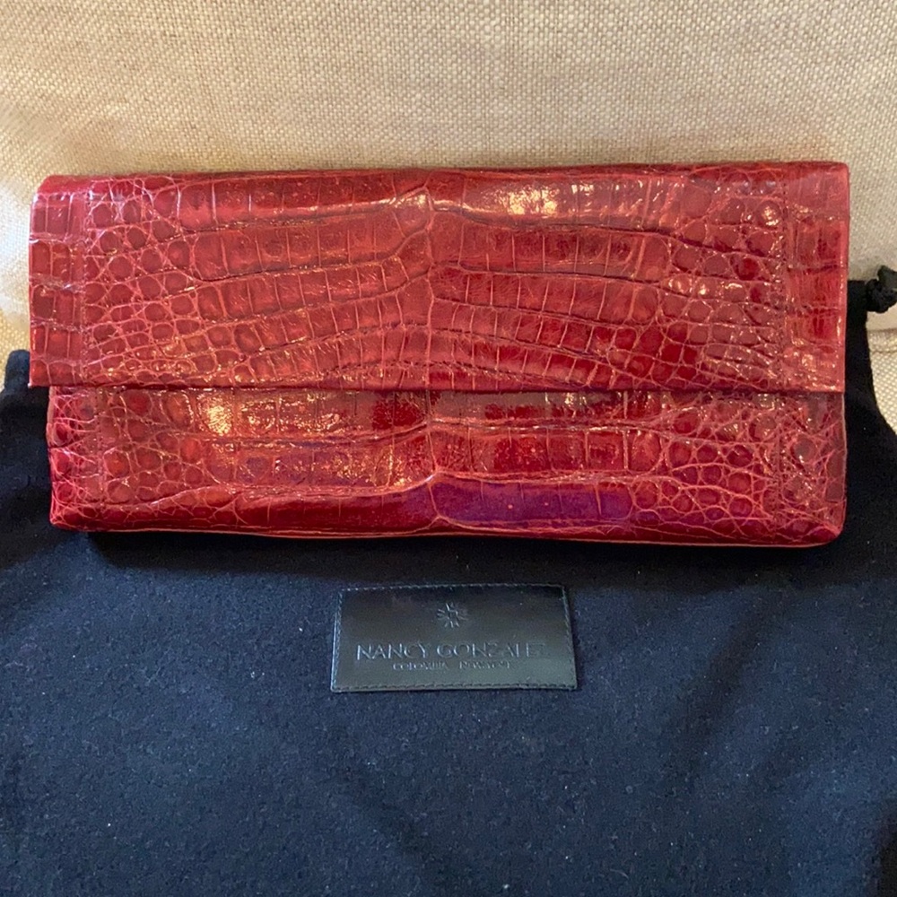 Nancy Gonzalez Red Crocodile Clutch